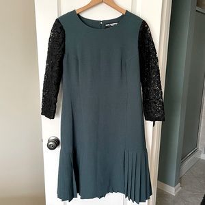 Karl Lagerfeld Drop Waist Pleated Skirt With Lace Sleeves